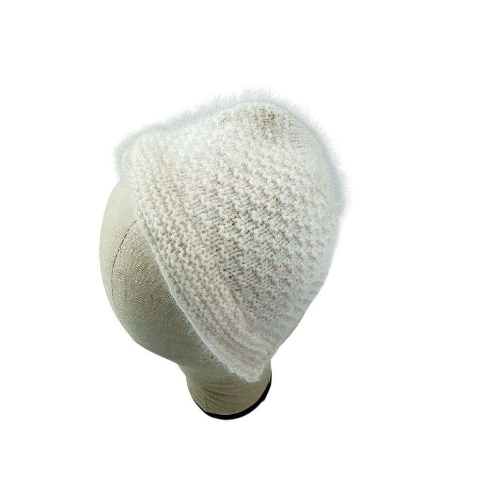 50s Brenton Looms New York Angora Wool Bonnet Baby Cream Hat Cap Vintage NWT